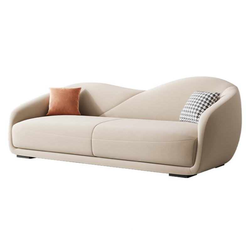 Contemporary Sloped Arm Curved Sofa Sewn Pillow Back Sofa for Living Room