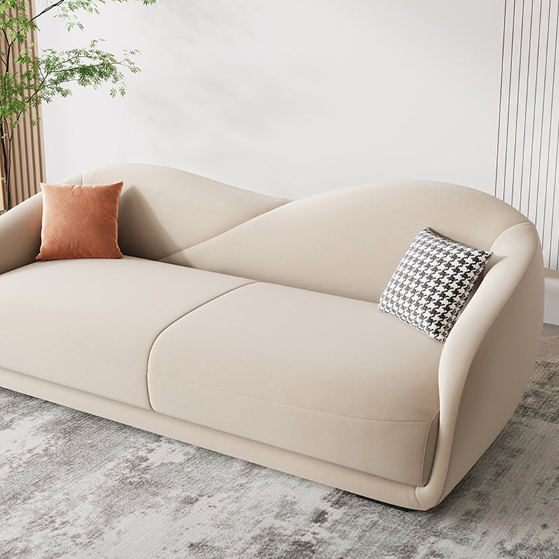 Contemporary Sloped Arm Curved Sofa Sewn Pillow Back Sofa for Living Room