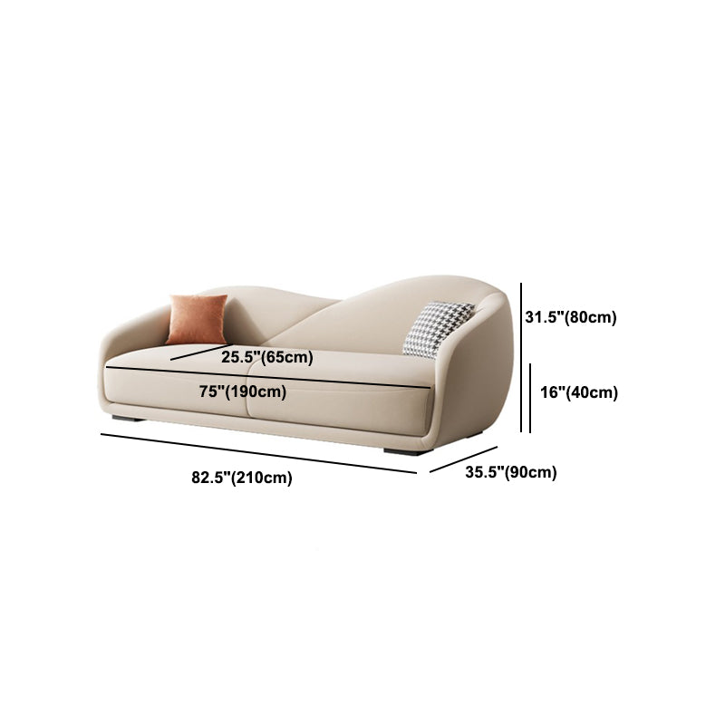 Contemporary Sloped Arm Curved Sofa Sewn Pillow Back Sofa for Living Room
