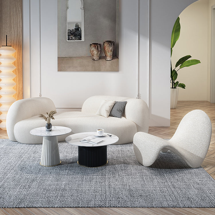Beige Contemporary Standard Armless Sofa Curved Sofa for Living Room, Apartment