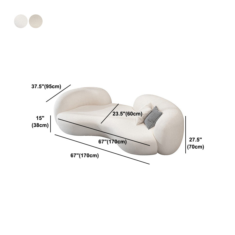 Beige Contemporary Standard Armless Sofa Curved Sofa for Living Room, Apartment