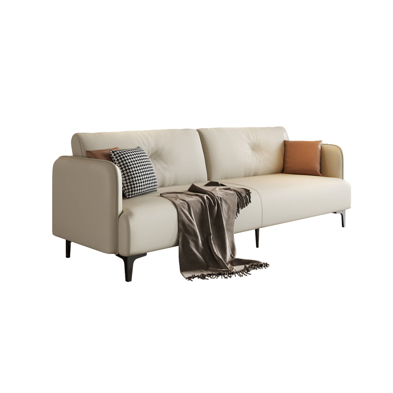 Tufted Square Arm Standard Modern Settee Couch in Orange/white