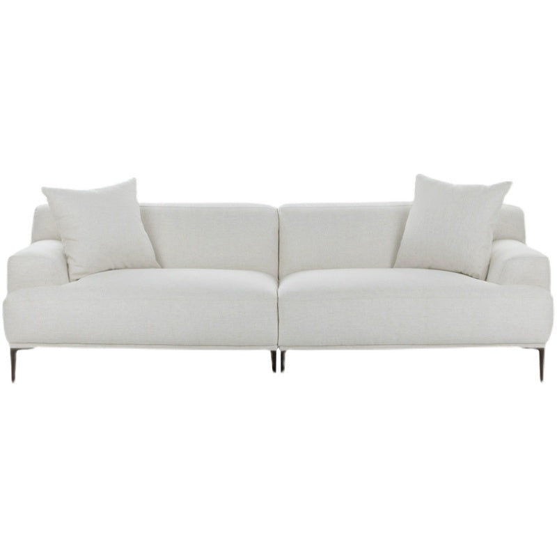 Living Room Contemporary White Standard Recessed Arm Stationary Sofa