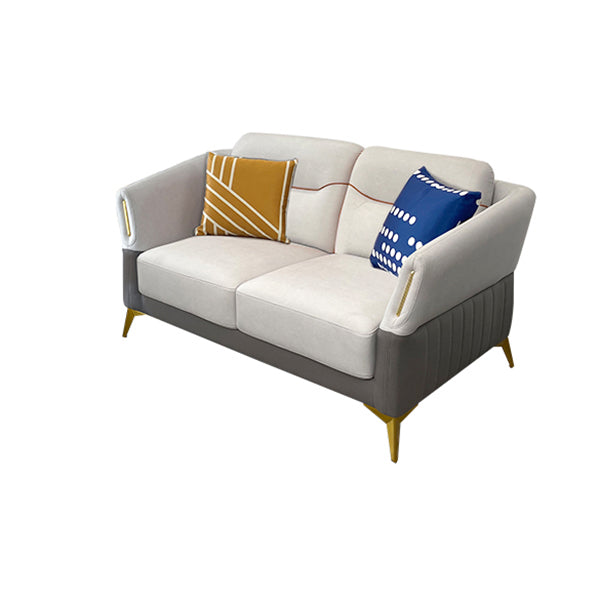 Flared Arm Modern Standard Faux Leather Stain Resistant Settee Couch