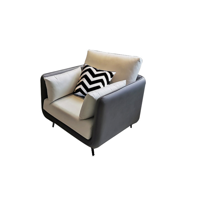 Faux Leather Stain Resistant Modern Standard Square Arm Settee Couch