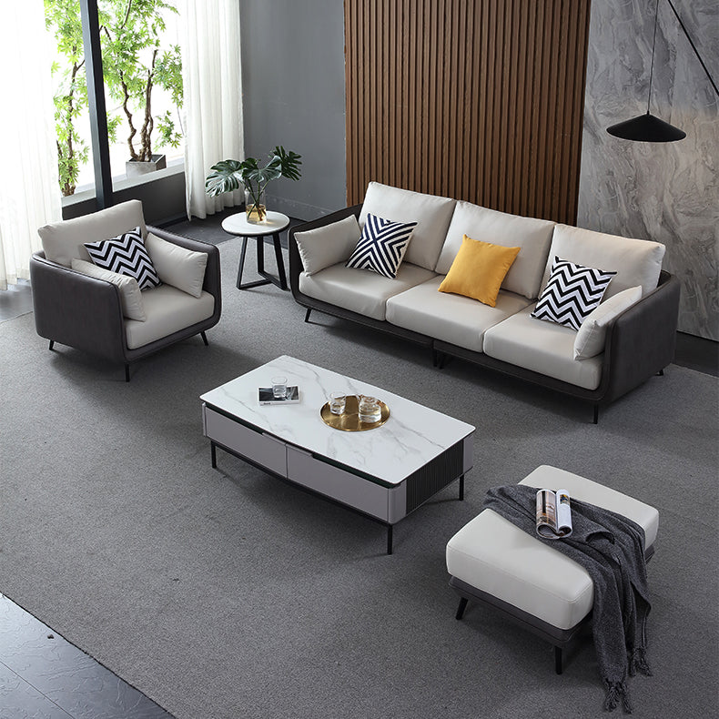 Faux Leather Stain Resistant Modern Standard Square Arm Settee Couch