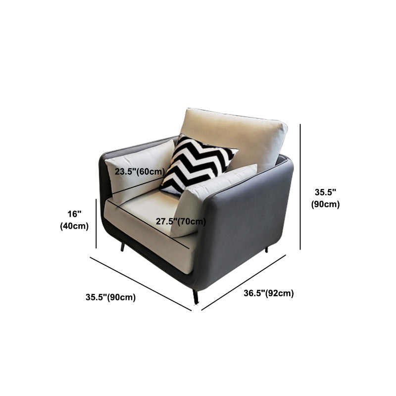 Faux Leather Stain Resistant Modern Standard Square Arm Settee Couch
