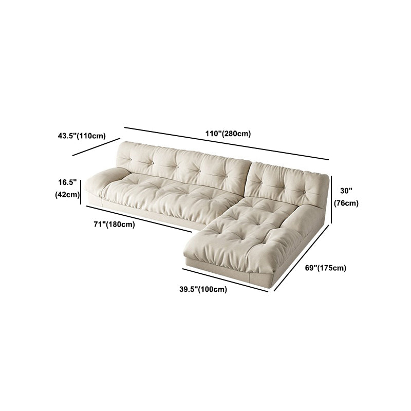 Modern White Tufted Sofa & Chaise 29.92" H Velvet Armless Sofa