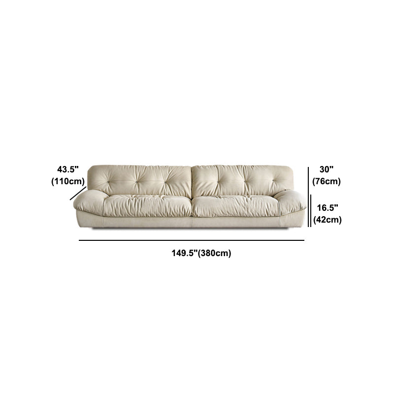 Modern White Tufted Sofa & Chaise 29.92" H Velvet Armless Sofa