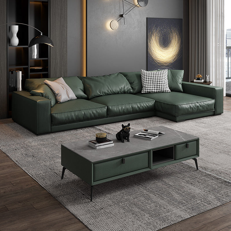 Modern Right Hand Facing Sofa & Chaise with Square Arm for Living Room