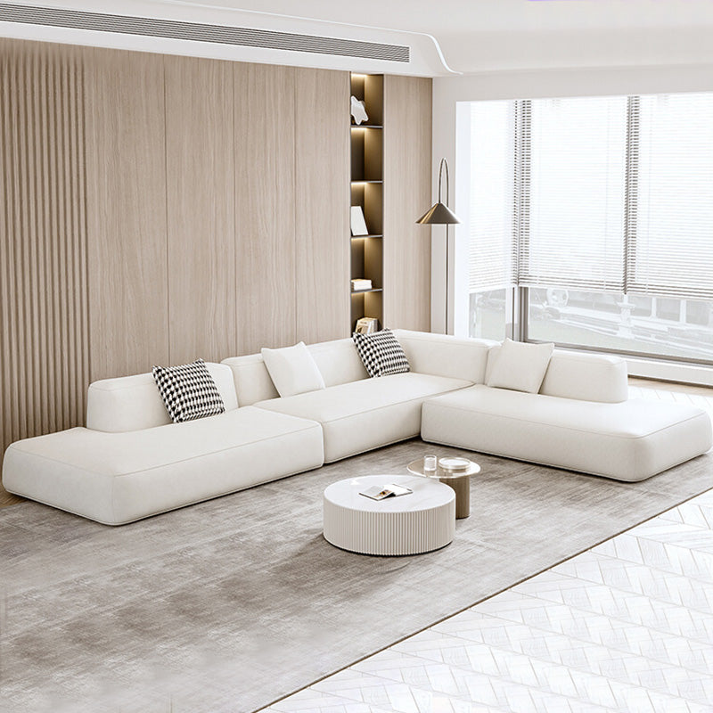 Single Side Armrest Sectional Sponge Cushioned White Uncushioned Backrest Sofa