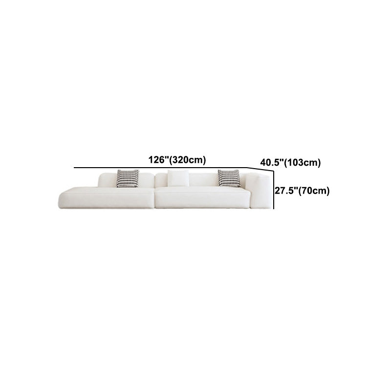 Single Side Armrest Sectional Sponge Cushioned White Uncushioned Backrest Sofa