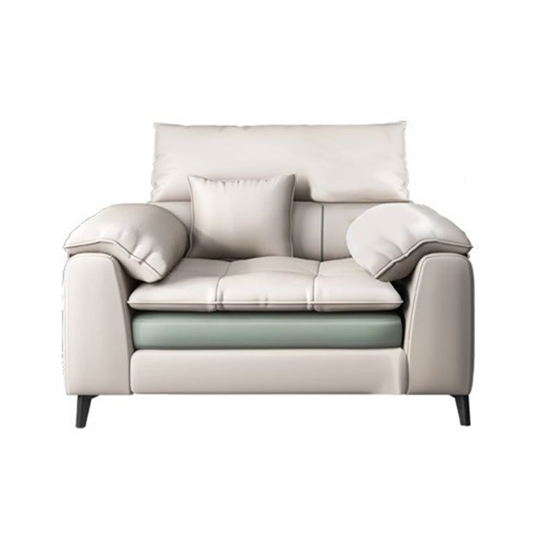 Brown Pillow Top Arm Sofa & Chaise Sewn Pillow Back Sofa - 35.43" H