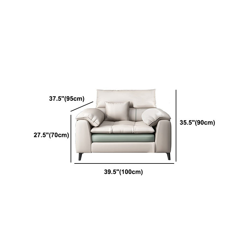 Brown Pillow Top Arm Sofa & Chaise Sewn Pillow Back Sofa - 35.43" H