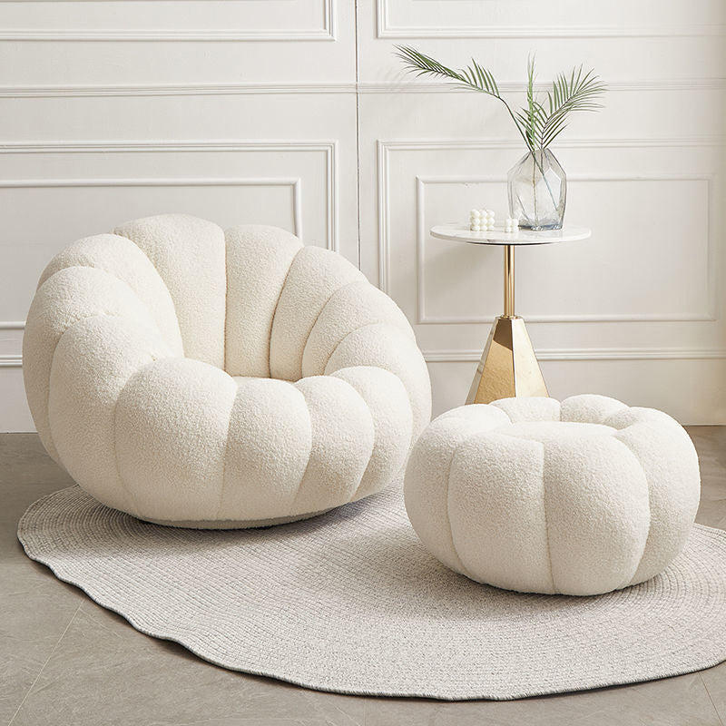 Modern Velvet / Wool Blend Accent Chair, 100 Wide Fixed Back Chair and Ottoman