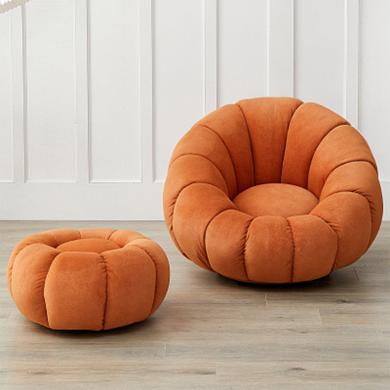 Modern Velvet / Wool Blend Accent Chair, 100 Wide Fixed Back Chair and Ottoman