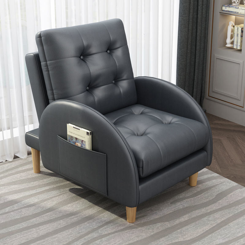 Modern Fabric Accent Chair, 55 Wide Tufted Cushion Back Chair and Ottoman