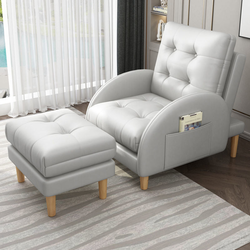 Modern Fabric Accent Chair, 55 Wide Tufted Cushion Back Chair and Ottoman