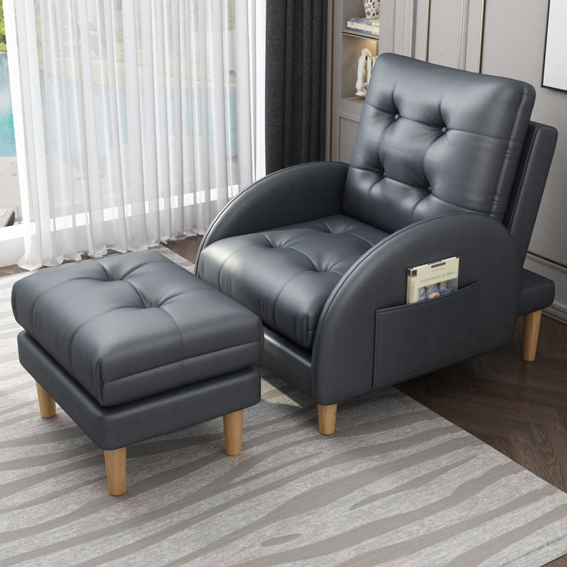 Modern Fabric Accent Chair, 55 Wide Tufted Cushion Back Chair and Ottoman