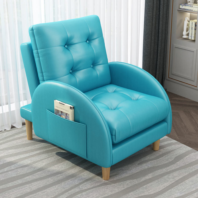 Modern Fabric Accent Chair, 55 Wide Tufted Cushion Back Chair and Ottoman
