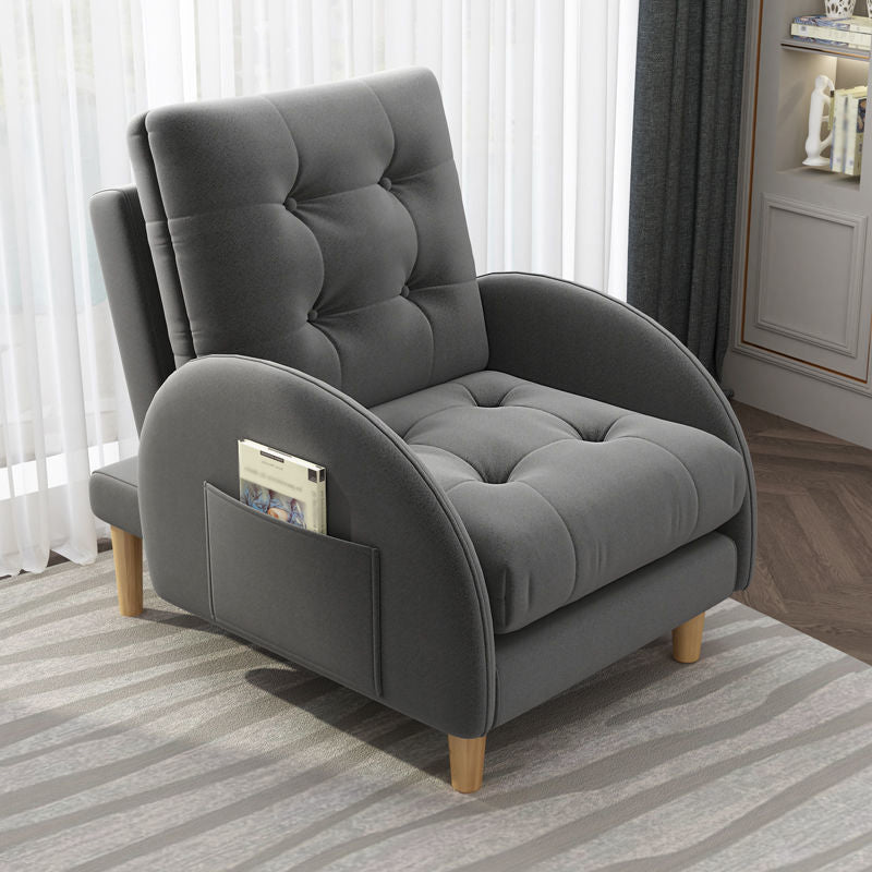 Modern Fabric Accent Chair, 55 Wide Tufted Cushion Back Chair and Ottoman