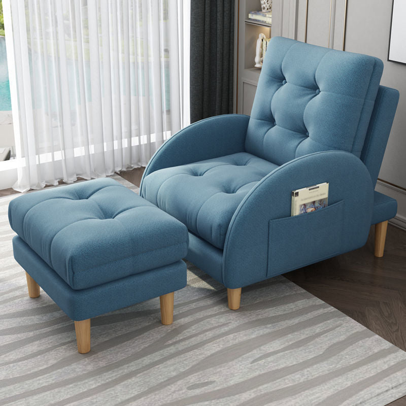 Modern Fabric Accent Chair, 55 Wide Tufted Cushion Back Chair and Ottoman
