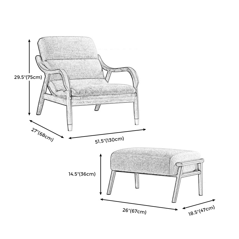 Modern Solid Wood Accent Chair, 68 Wide Cushion Back Chair with Arm