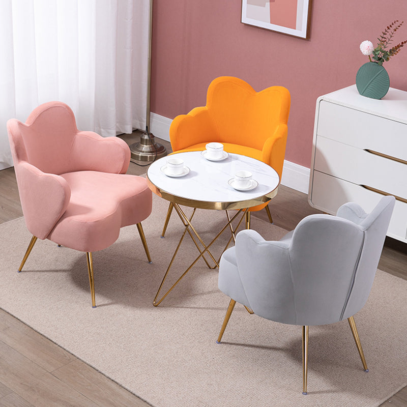 Casual Velvet Accent Chair Faux Leather Accent Chair in Orange/ Pink/ Green/ Gray