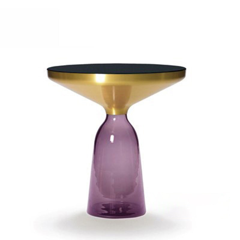 Modern Style Cocktail Table Black Table with Glass Base Round Coffee Table