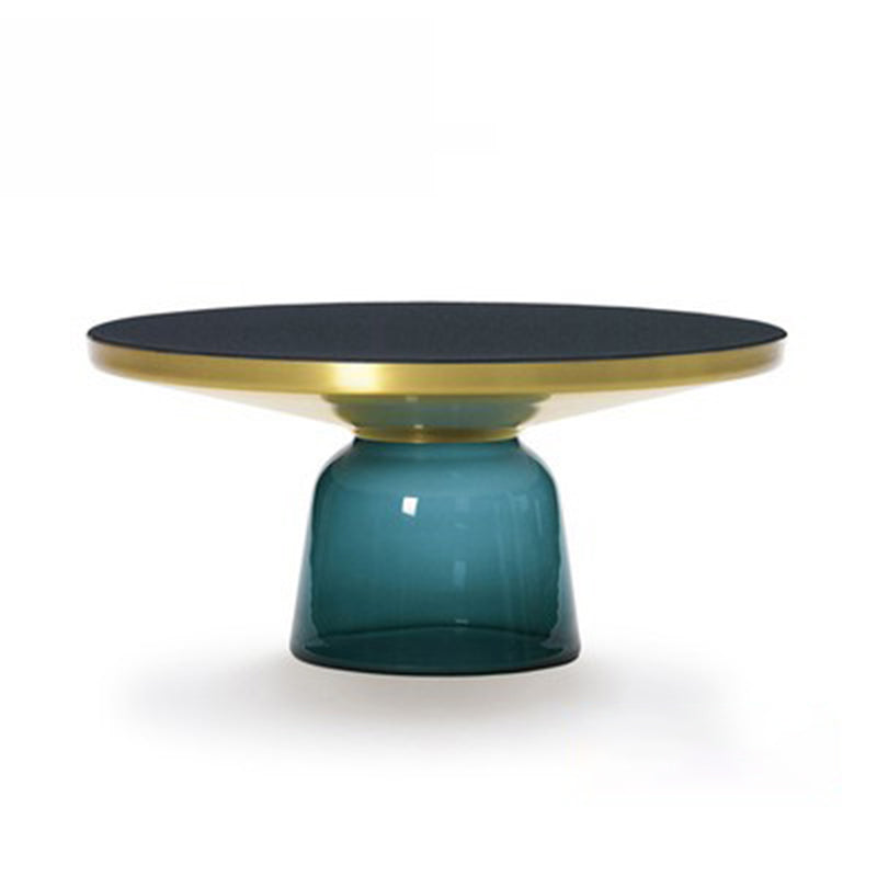 Modern Style Cocktail Table Black Table with Glass Base Round Coffee Table
