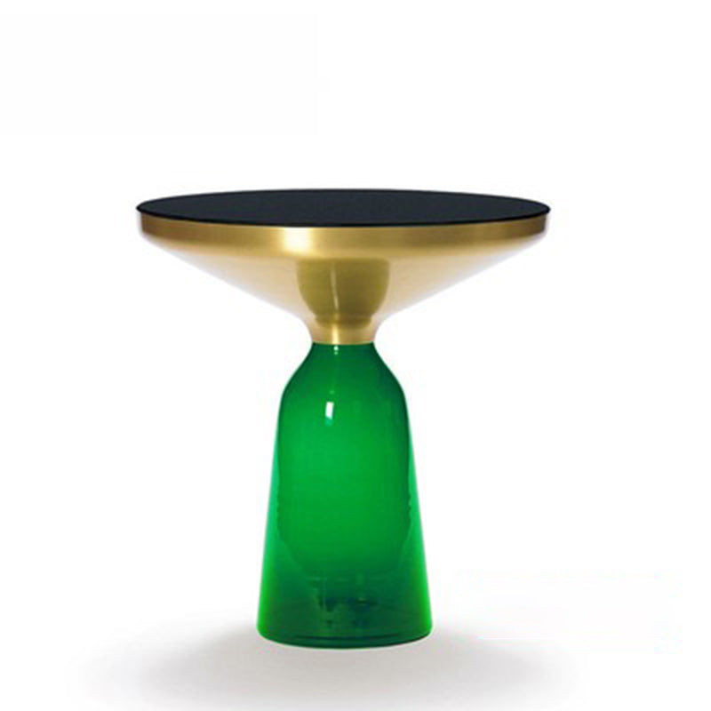 Modern Style Cocktail Table Black Table with Glass Base Round Coffee Table