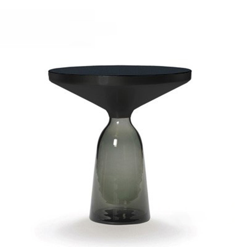 Modern Style Cocktail Table Black Table with Glass Base Round Coffee Table