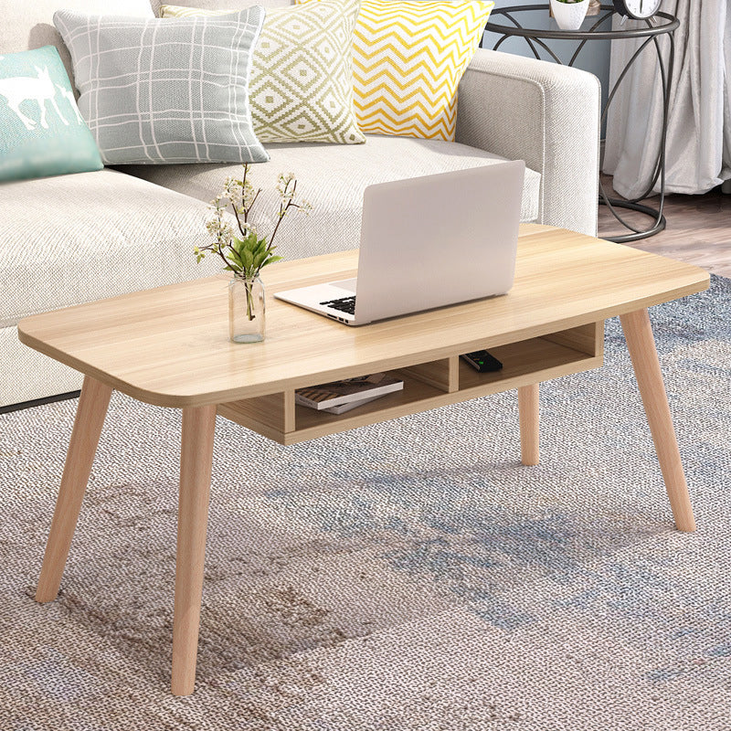 Rectangular Coffee Table with Artificial Wood/black/white Top on 4 Legs Cocktail Table
