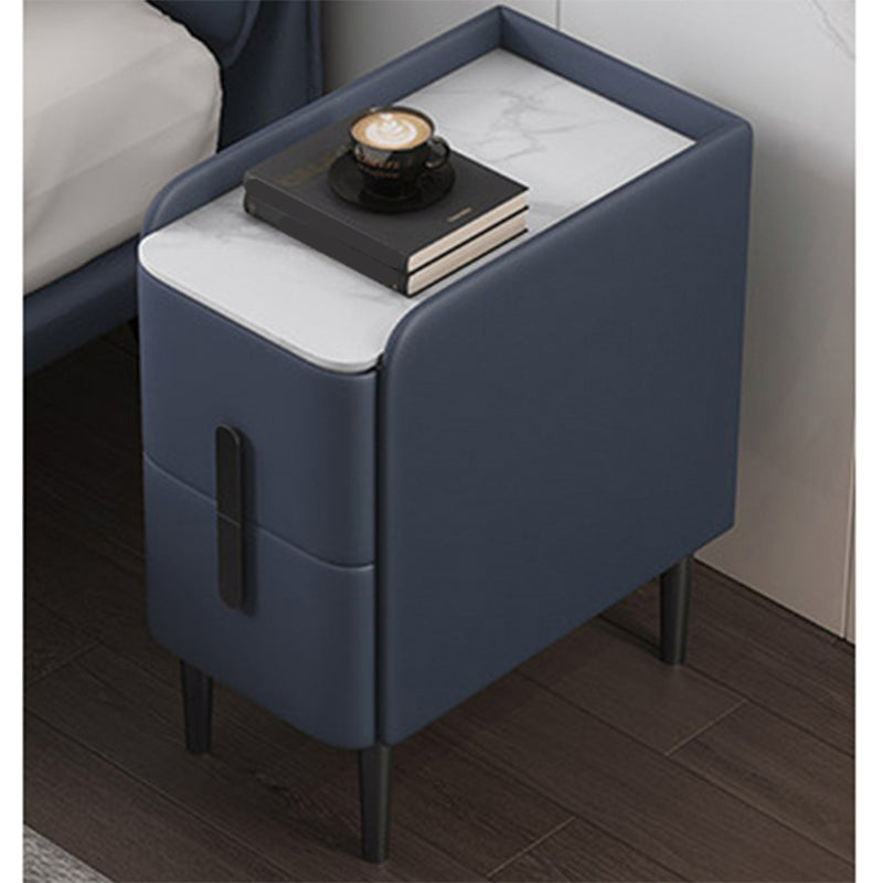 Rectangular Coffee Table with 4 Legs Base Design Rock Slate Top Metal Cocktail Table