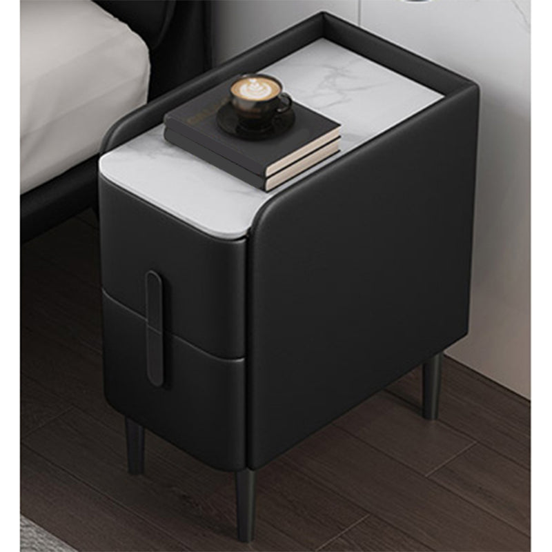 Rectangular Coffee Table with 4 Legs Base Design Rock Slate Top Metal Cocktail Table