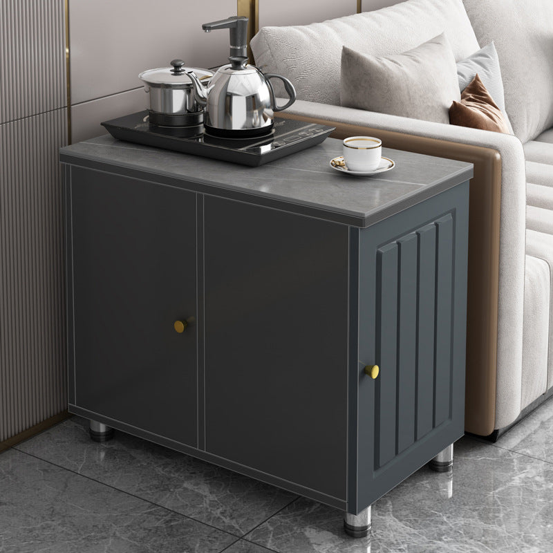 Coffee Table with Wheel Shape /4 Legs Base Design Slate Top Metal Cocktail Table