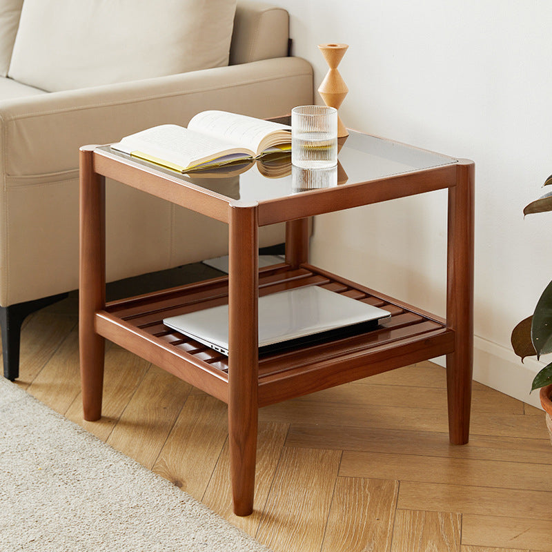 Modern Style Cocktail Table Beech Frame Glass Top Square/rectangular Coffee Table