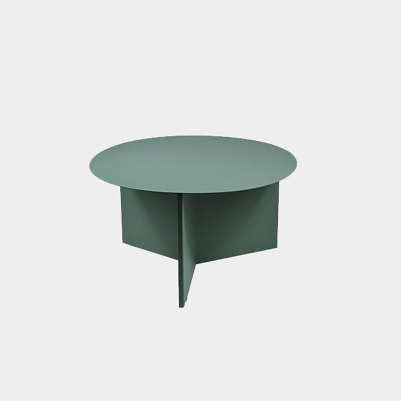 Solid Color Iron Round Top Side End Table Pedestal End Table