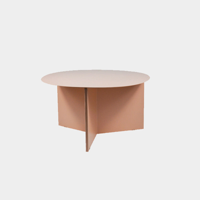 Solid Color Iron Round Top Side End Table Pedestal End Table