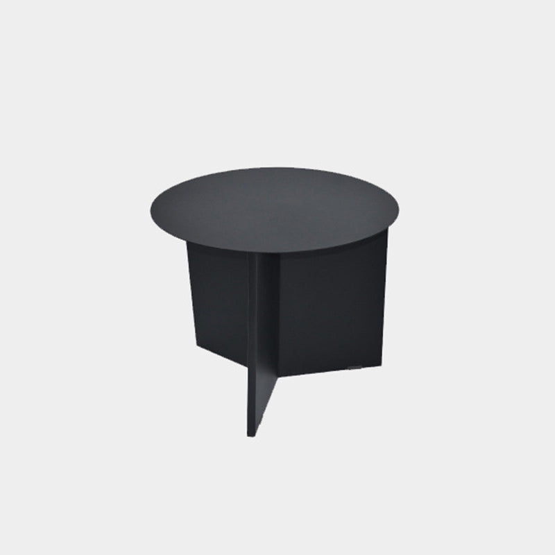 Solid Color Iron Round Top Side End Table Pedestal End Table