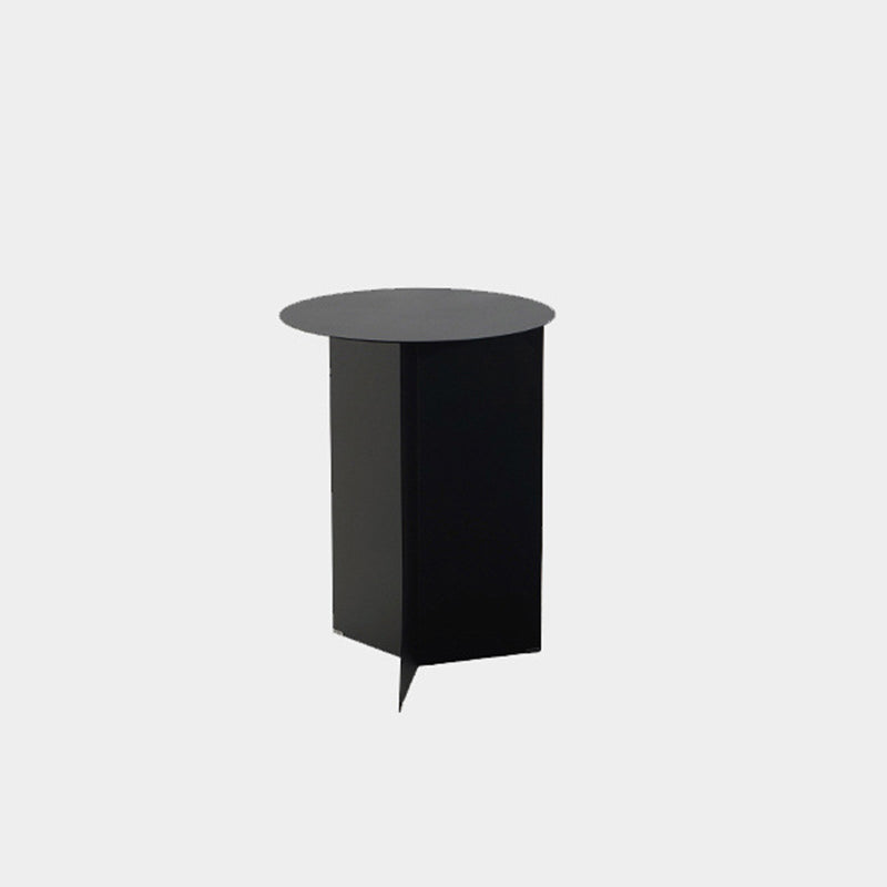 Solid Color Iron Round Top Side End Table Pedestal End Table