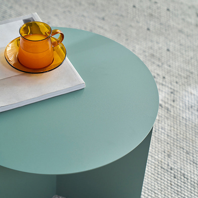 Solid Color Iron Round Top Side End Table Pedestal End Table