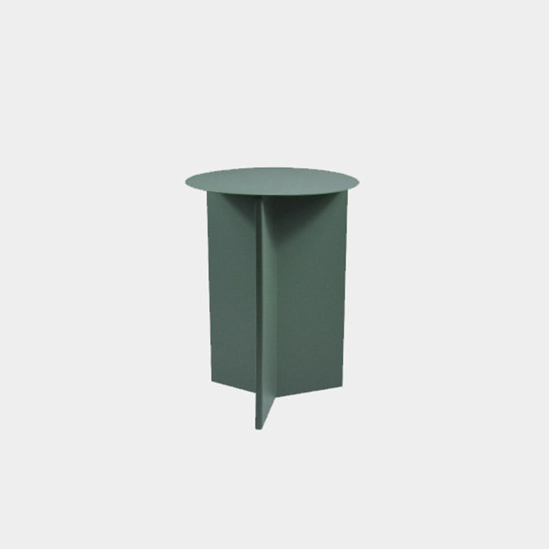 Solid Color Iron Round Top Side End Table Pedestal End Table