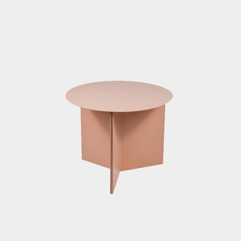 Solid Color Iron Round Top Side End Table Pedestal End Table