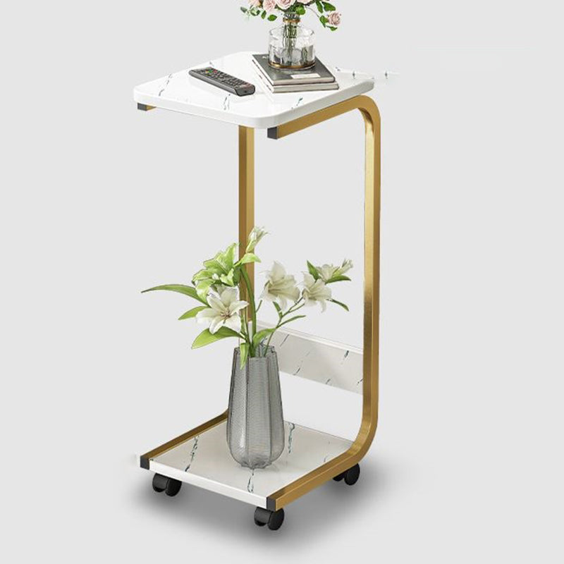 Ironcraft C Side Table Square Wood End Table with Shelf for Living Room