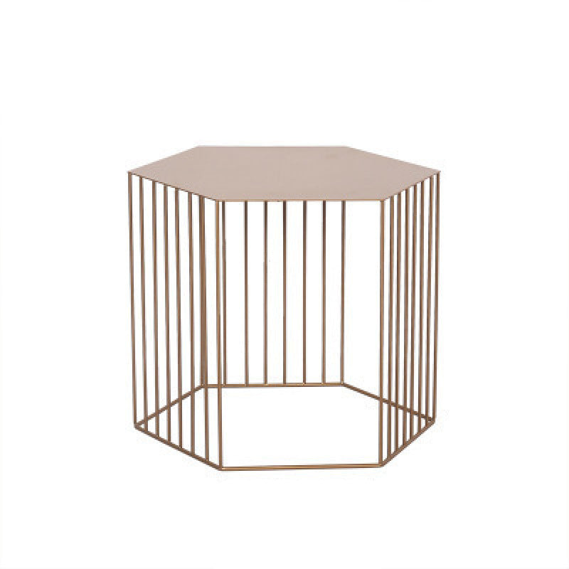 Black/white/gold Geometric Top Side Table Ironcraft Frame End Table
