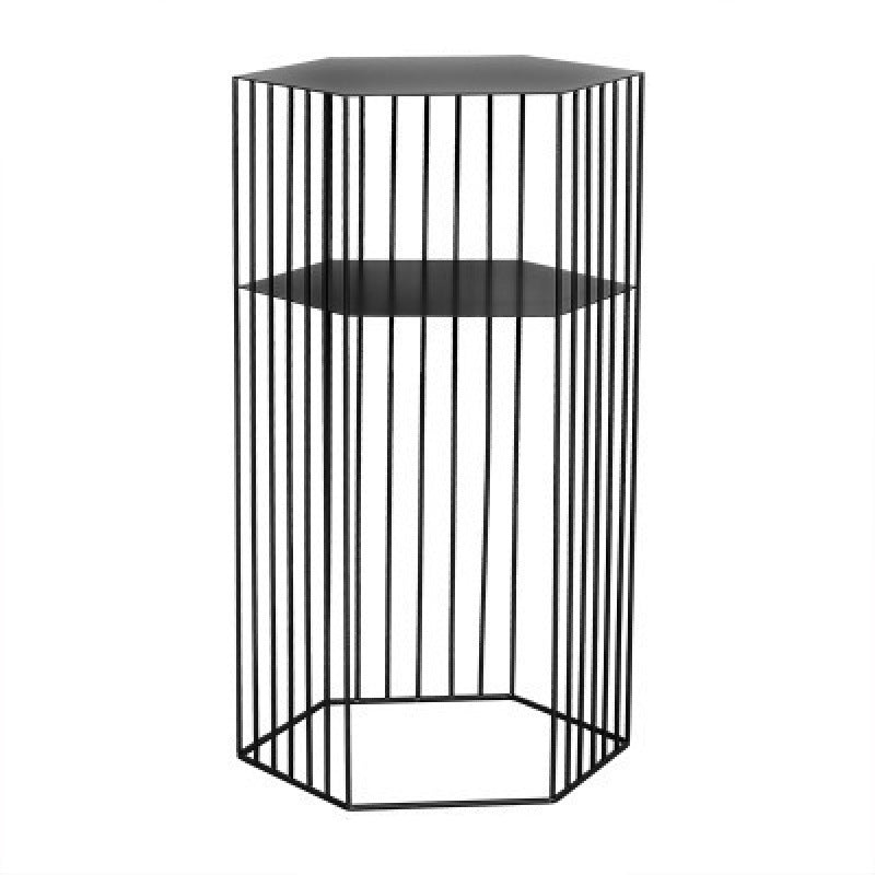 Black/white/gold Geometric Top Side Table Ironcraft Frame End Table