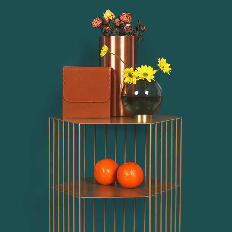Black/white/gold Geometric Top Side Table Ironcraft Frame End Table