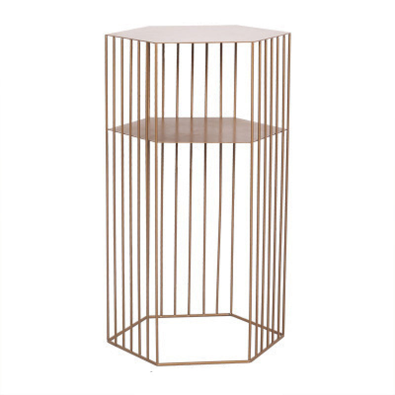 Black/white/gold Geometric Top Side Table Ironcraft Frame End Table