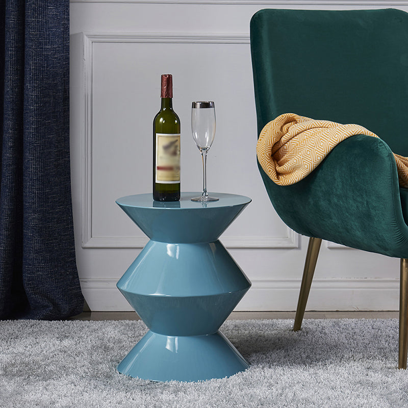 Round Solid FRP Top Side Table 17.7"/20.8"Tall Pedestal End Table